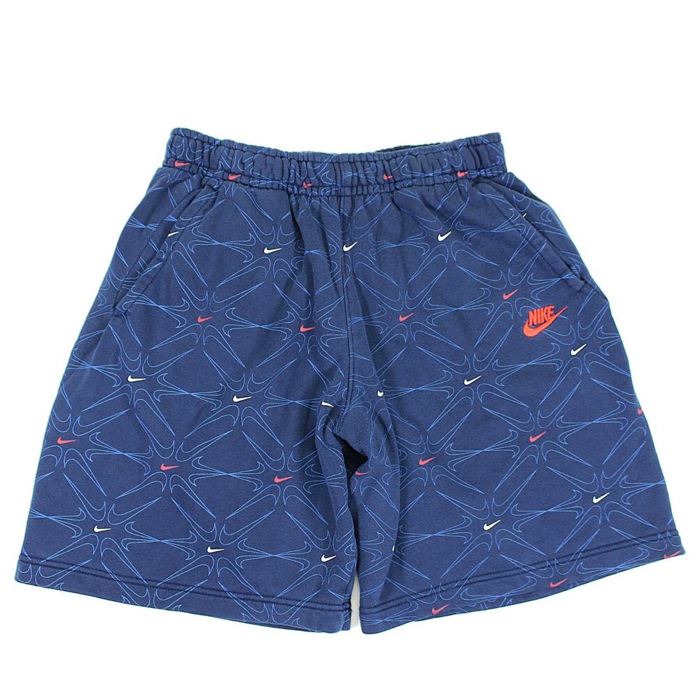 Nike Sweat Shorts Men Medium All Over Print 9" Inseam Navy Red White Blue